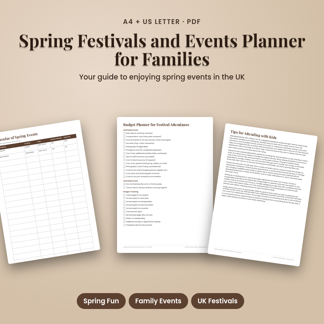 Spring Festivals and Events Planner for Families