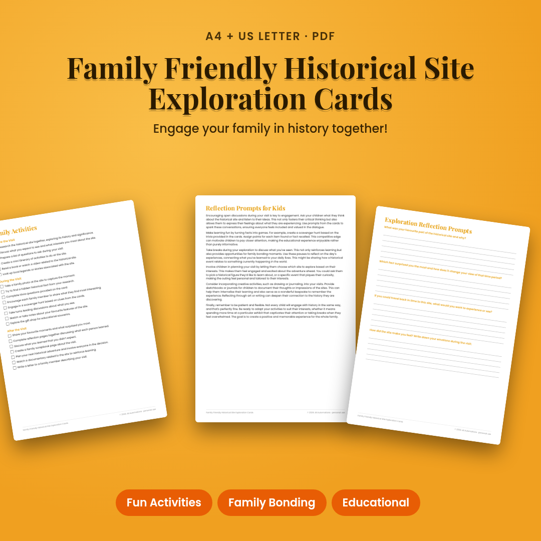 Family Friendly Historical Site Exploration Cards