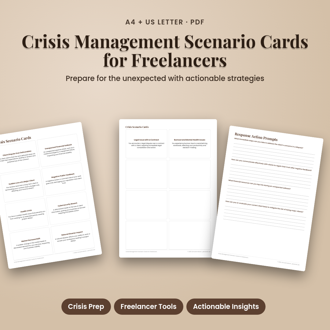Crisis Management Scenario Cards for Freelancers