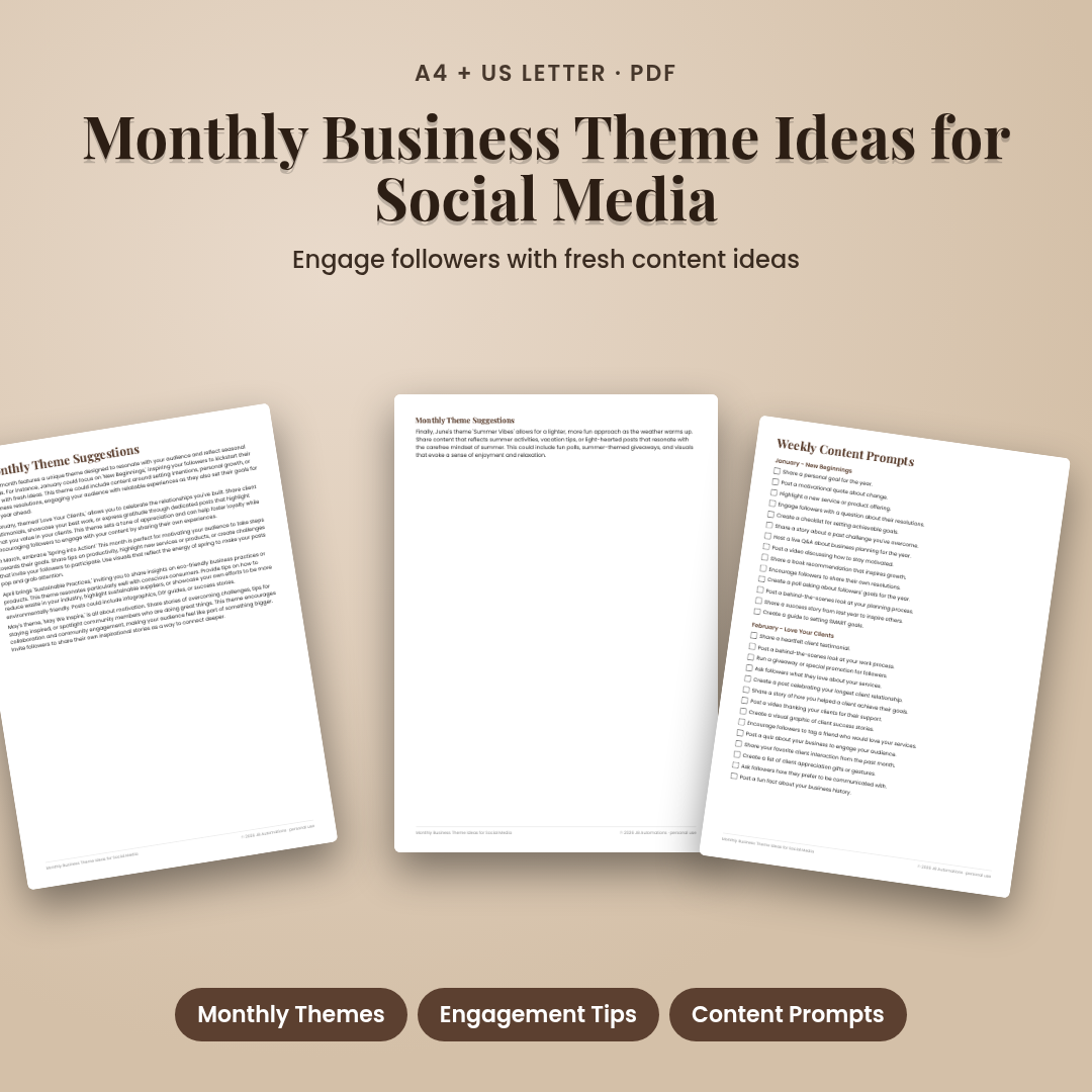 Monthly Business Theme Ideas for Social Media
