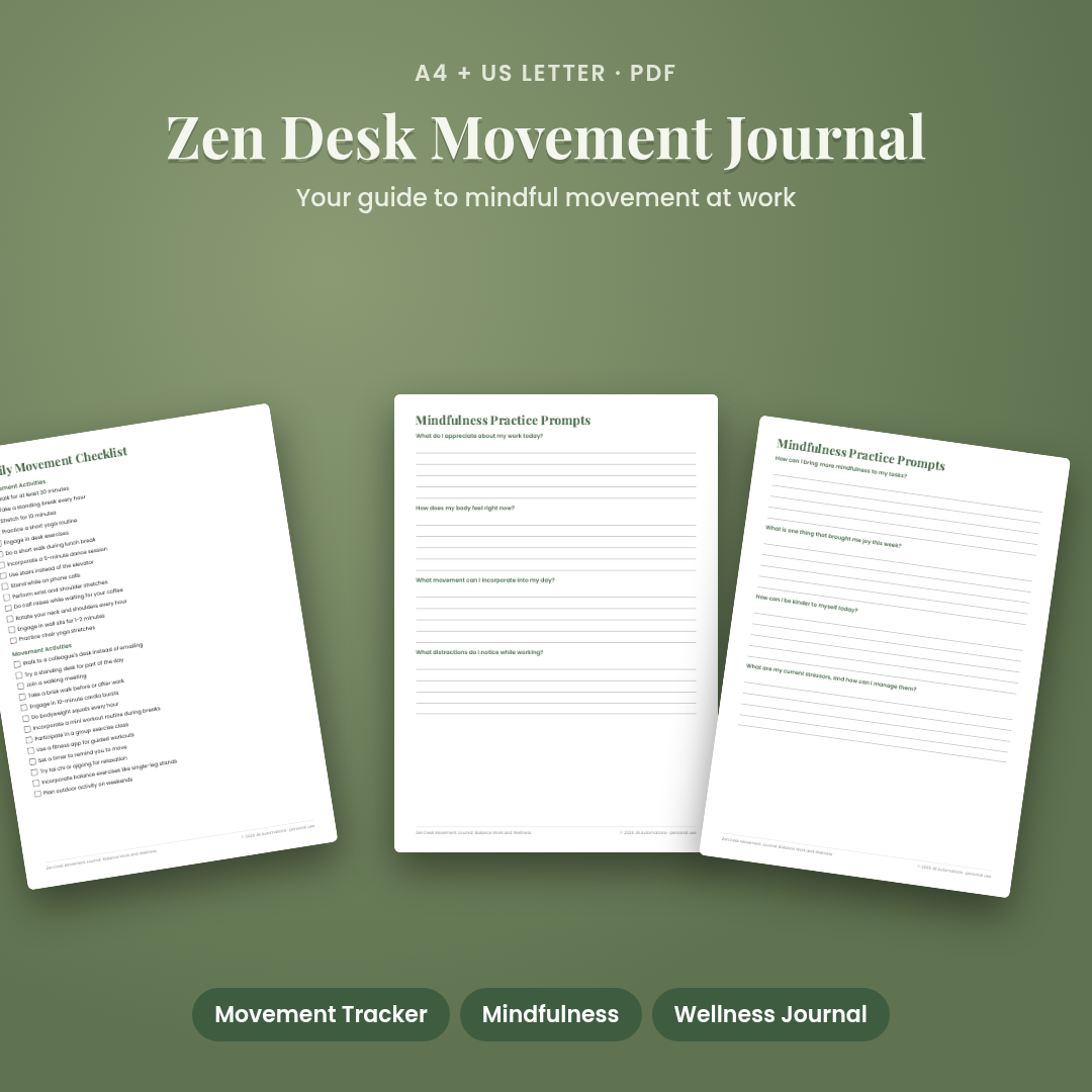 Zen Desk Movement Journal: Balance Work and Wellness