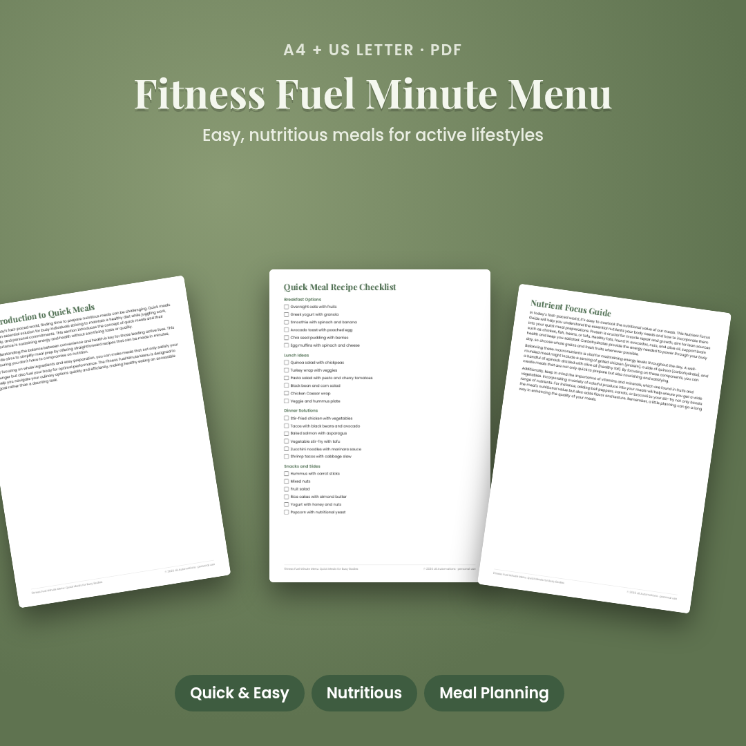 Fitness Fuel Minute Menu: Quick Meals for Busy Bodies