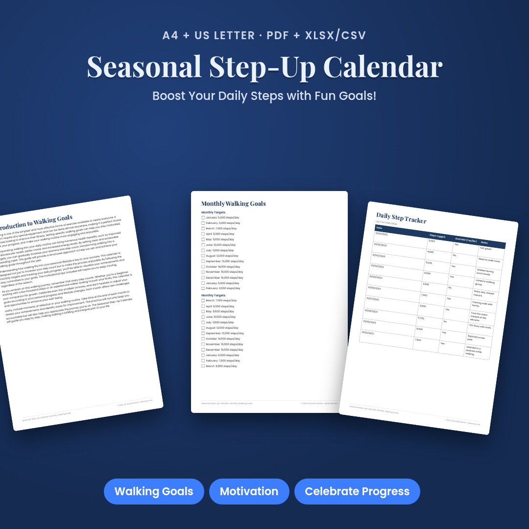 Seasonal Step-Up Calendar: Monthly Walking Goals