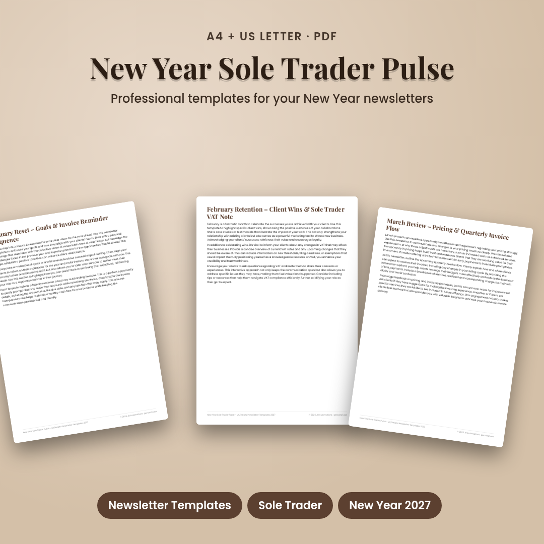 New Year Sole Trader Pulse – UK/Ireland Newsletter Templates 2027