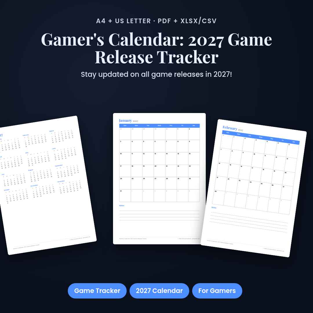 Gamer's Calendar: 2027 Game Release Tracker