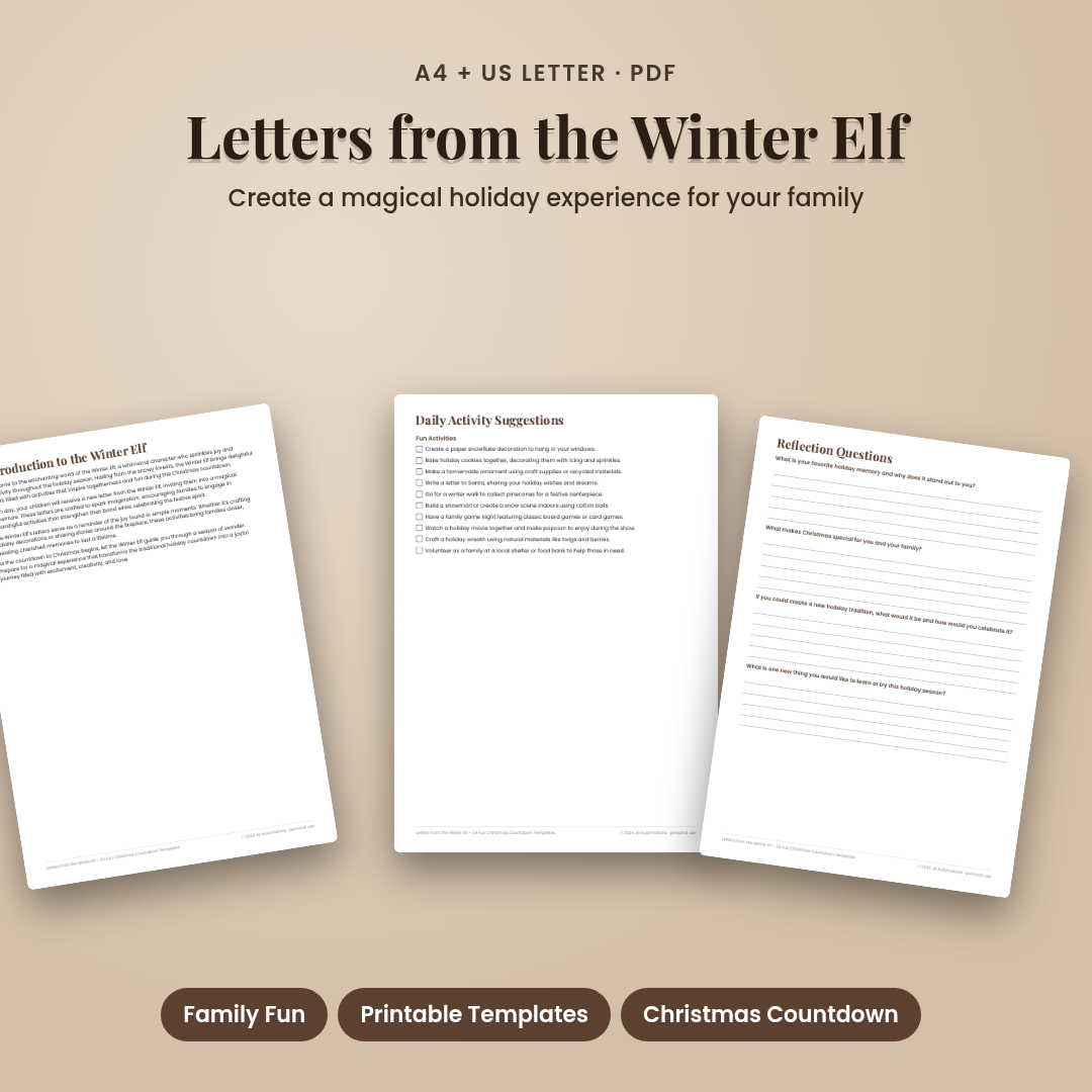 Letters from the Winter Elf – 24 Fun Christmas Countdown Templates