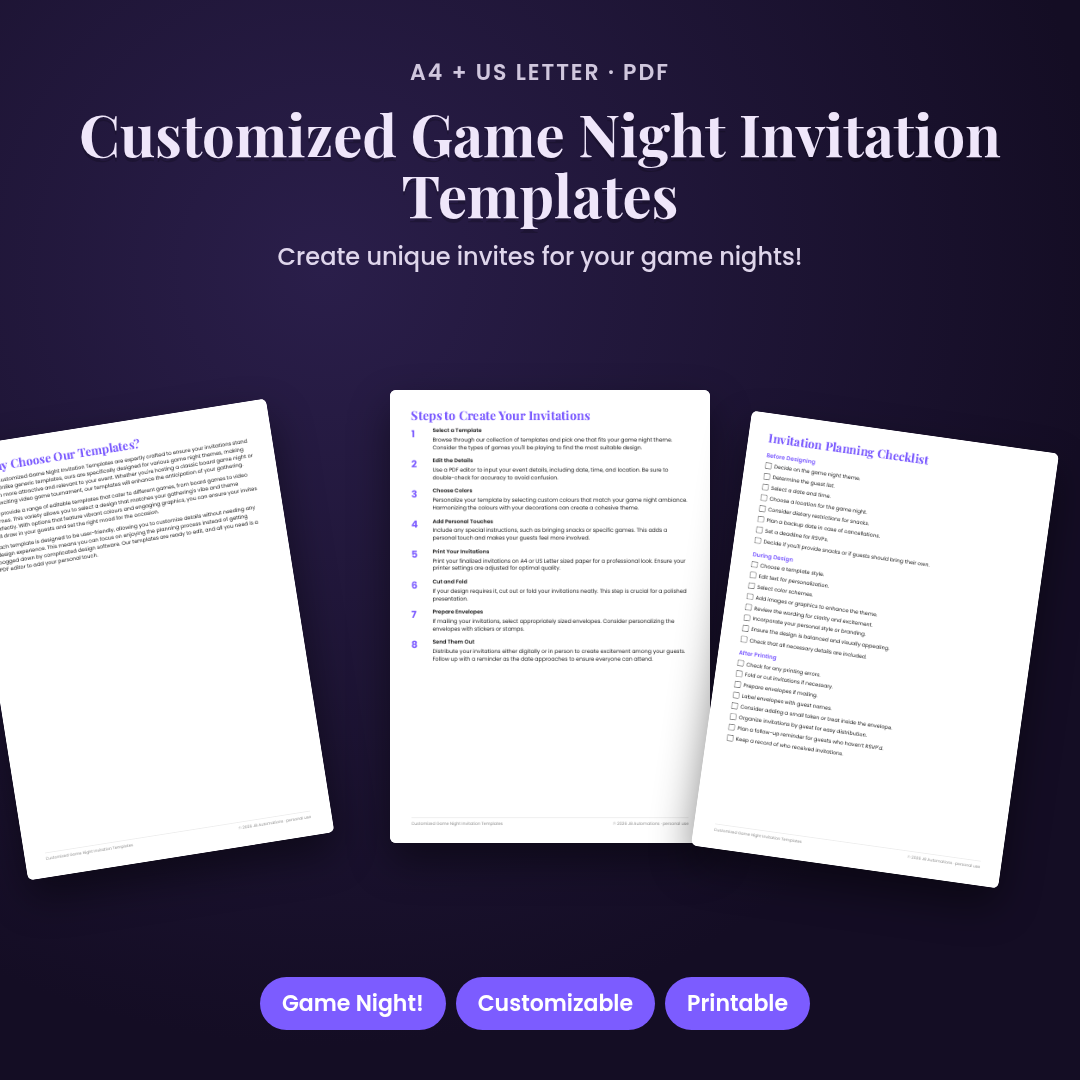 Customized Game Night Invitation Templates