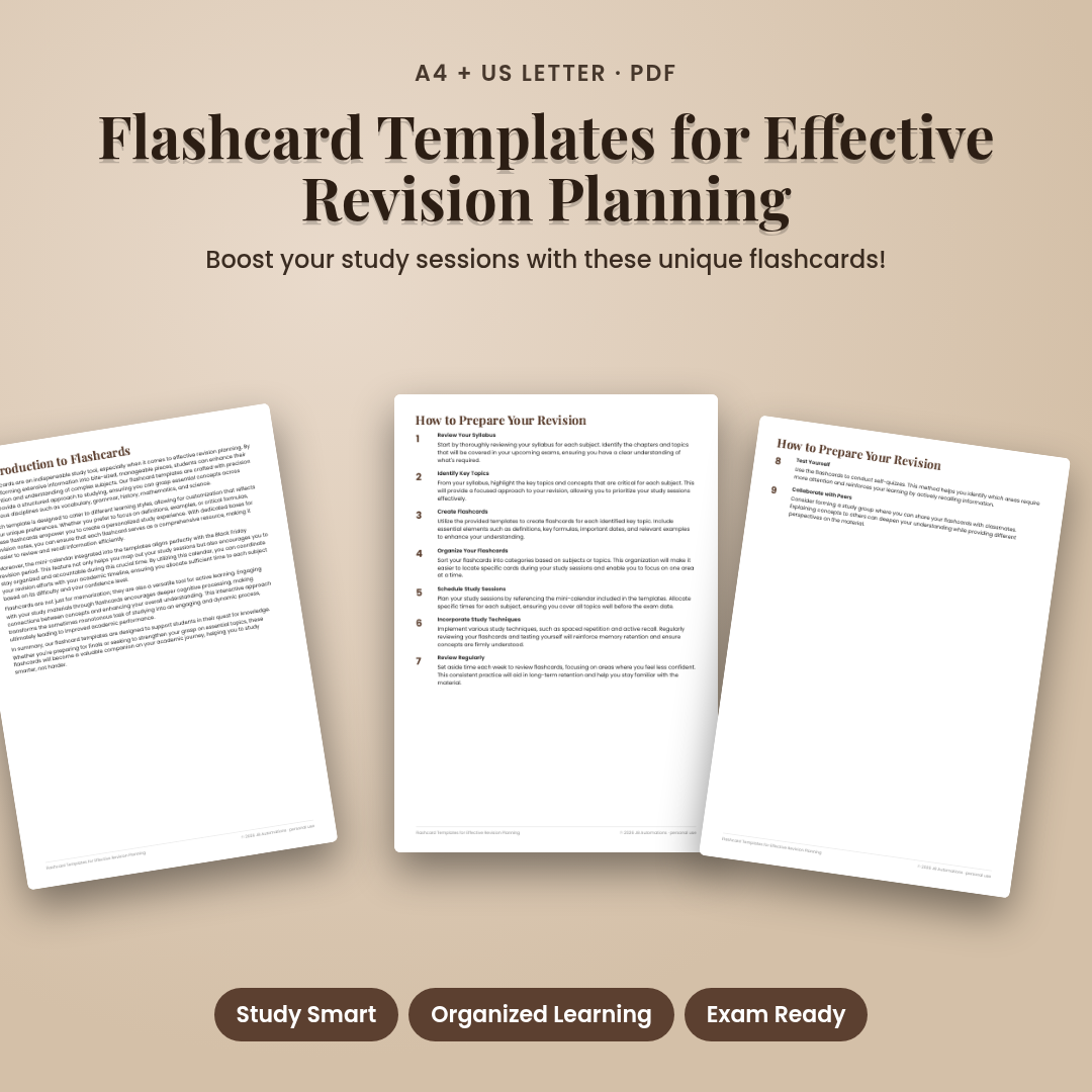 Flashcard Templates for Effective Revision Planning