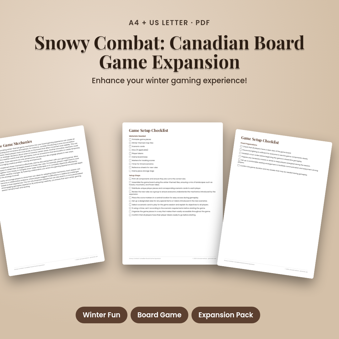 Snowy Combat: Canadian Board Game Expansion