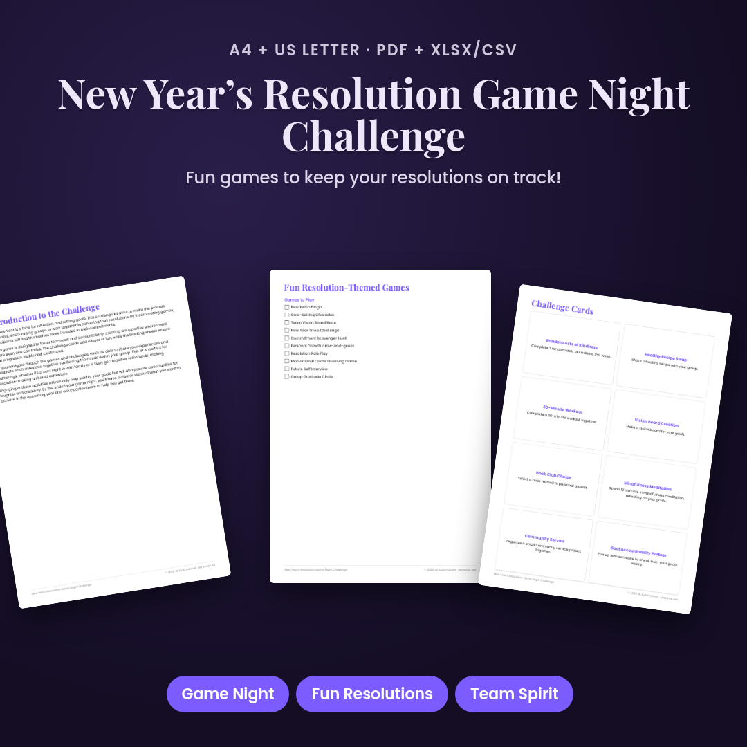 New Year’s Resolution Game Night Challenge