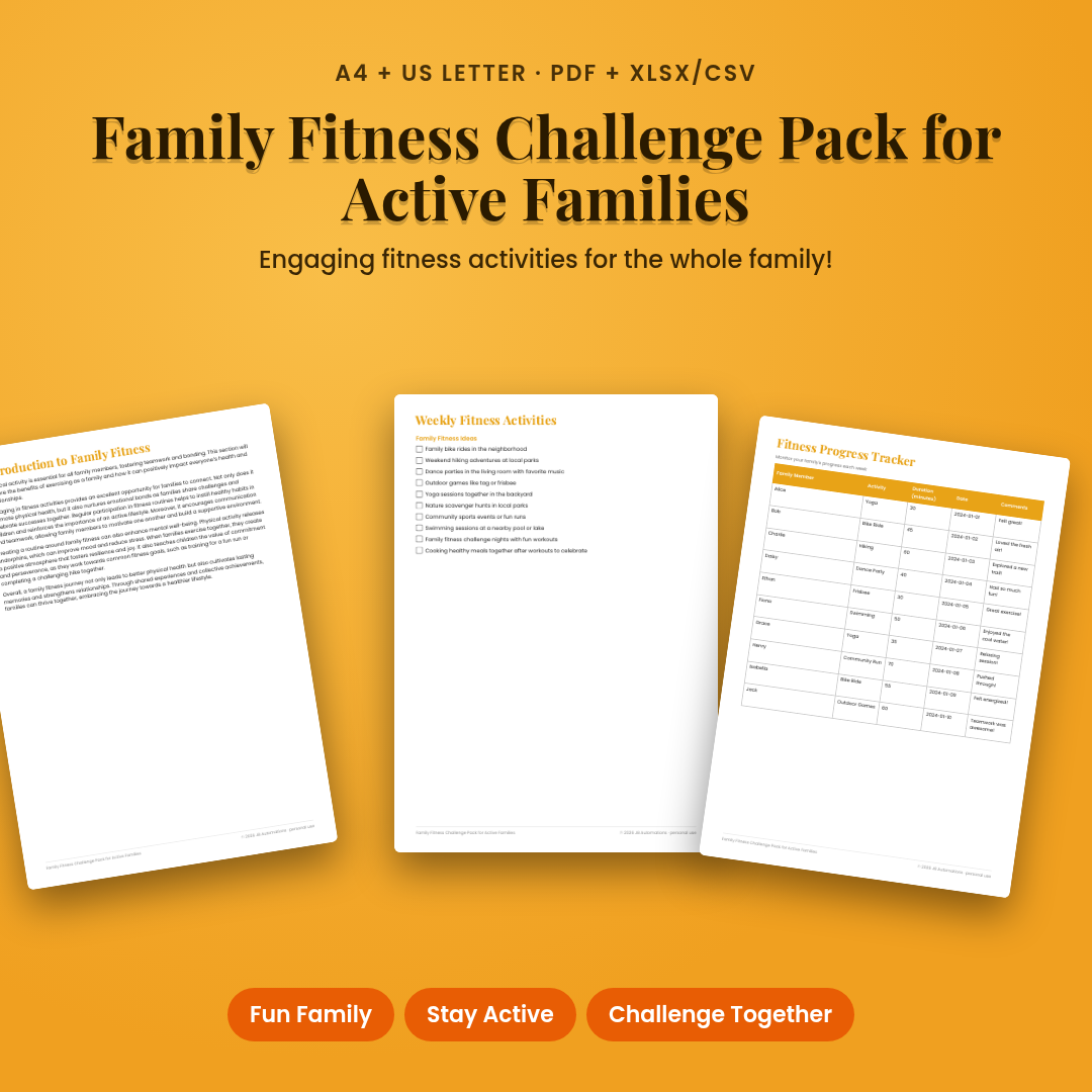 Family Fitness Challenge Pack for Active Families