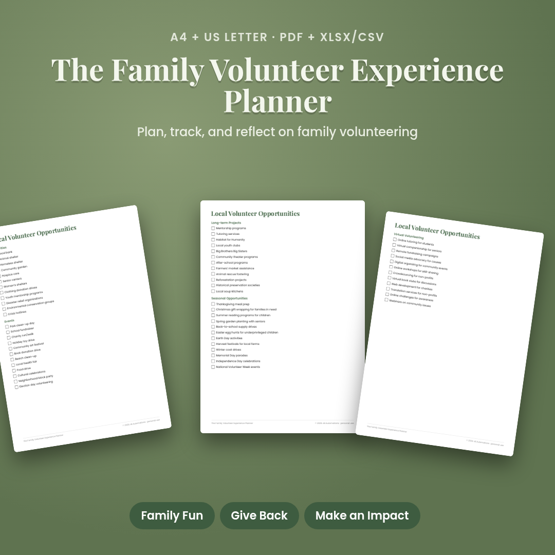 The Family Volunteer Experience Planner