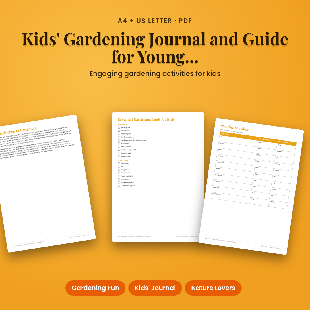 Kids' Gardening Journal and Guide for Young Gardeners