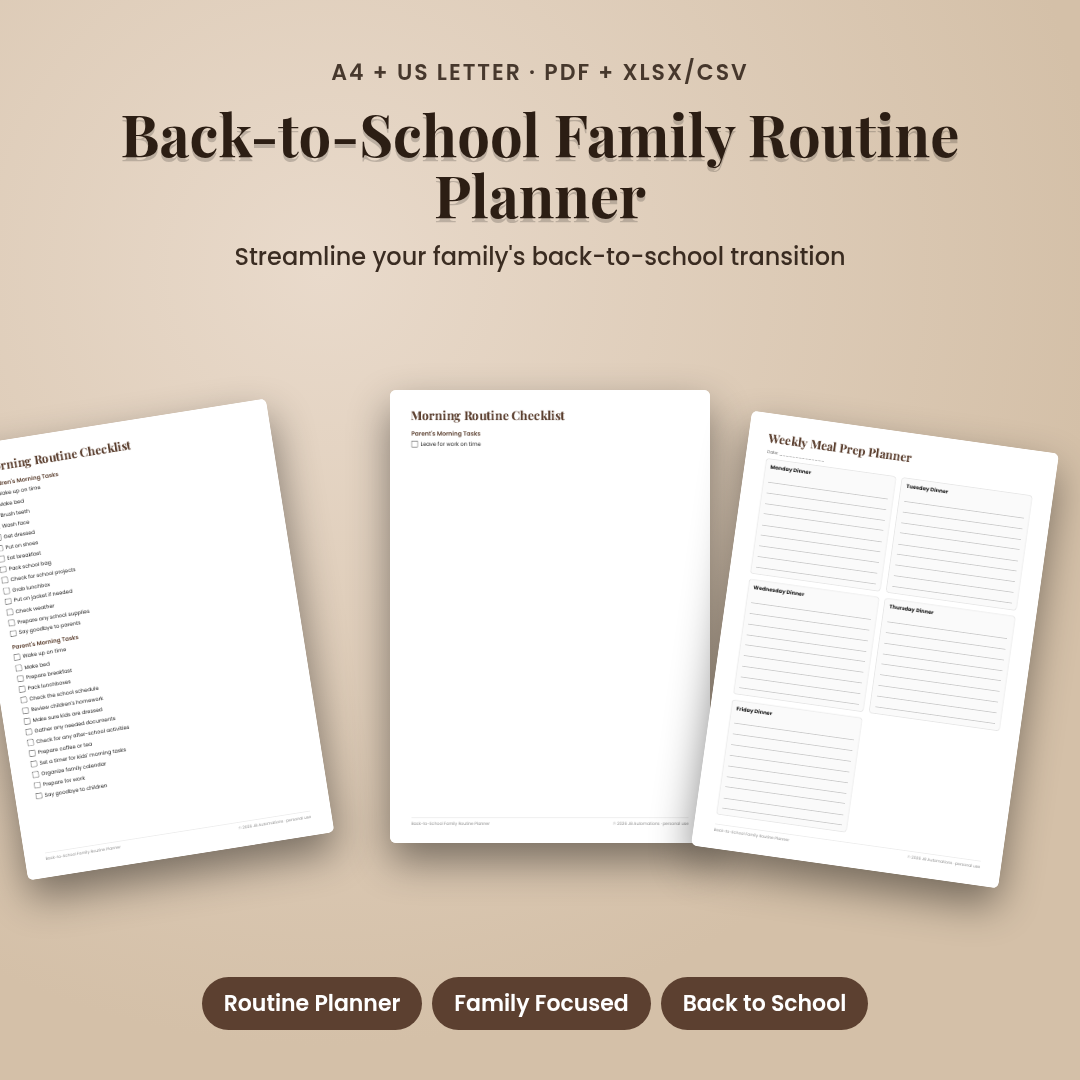 Back-to-School Family Routine Planner