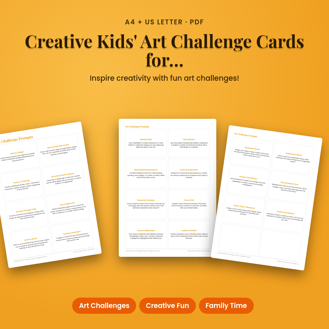 Creative Kids' Art Challenge Cards for Imagination Boost
