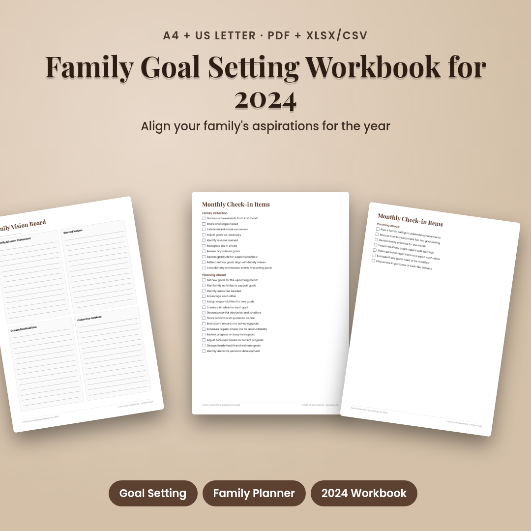 Family Goal Setting Workbook for 2024