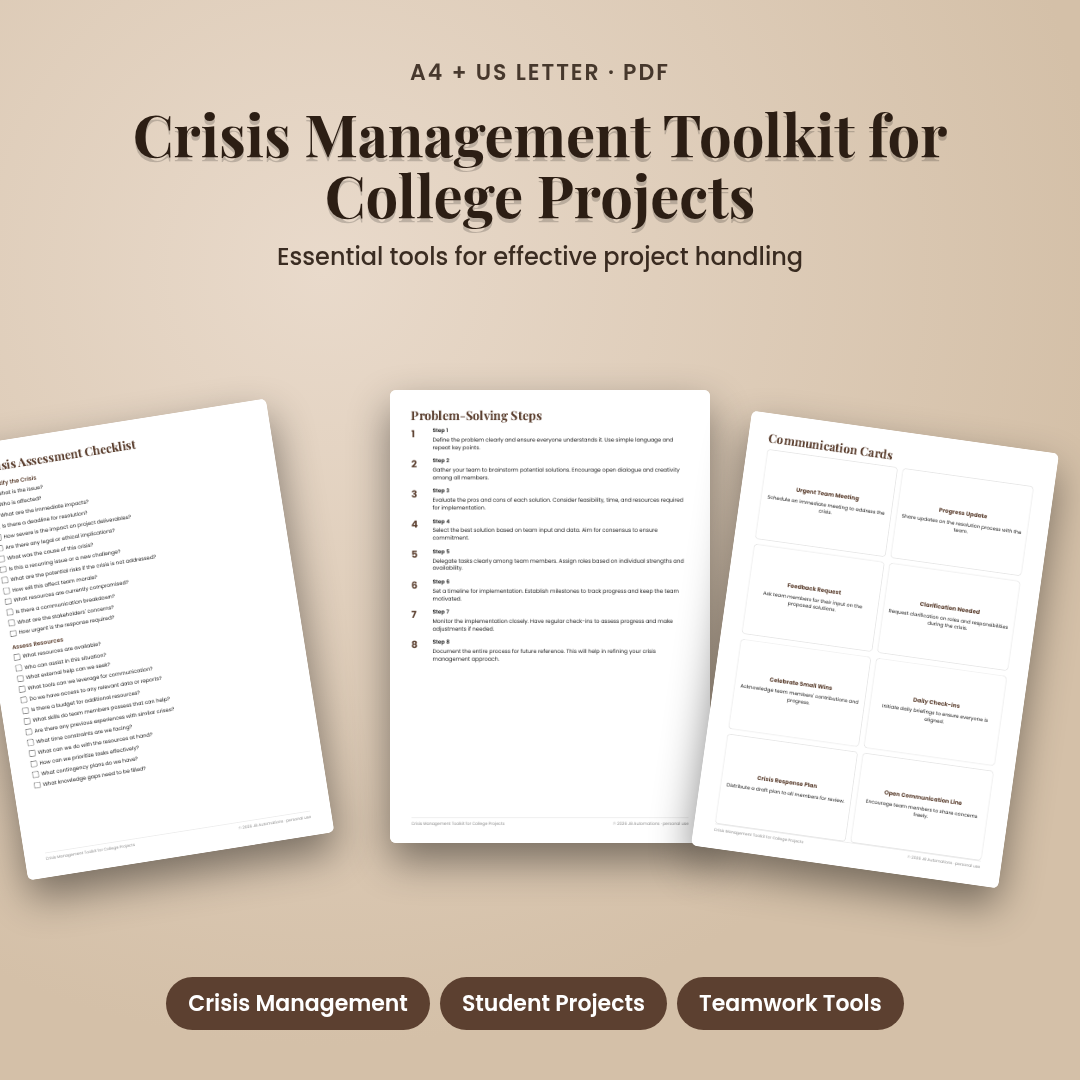 Crisis Management Toolkit for College Projects