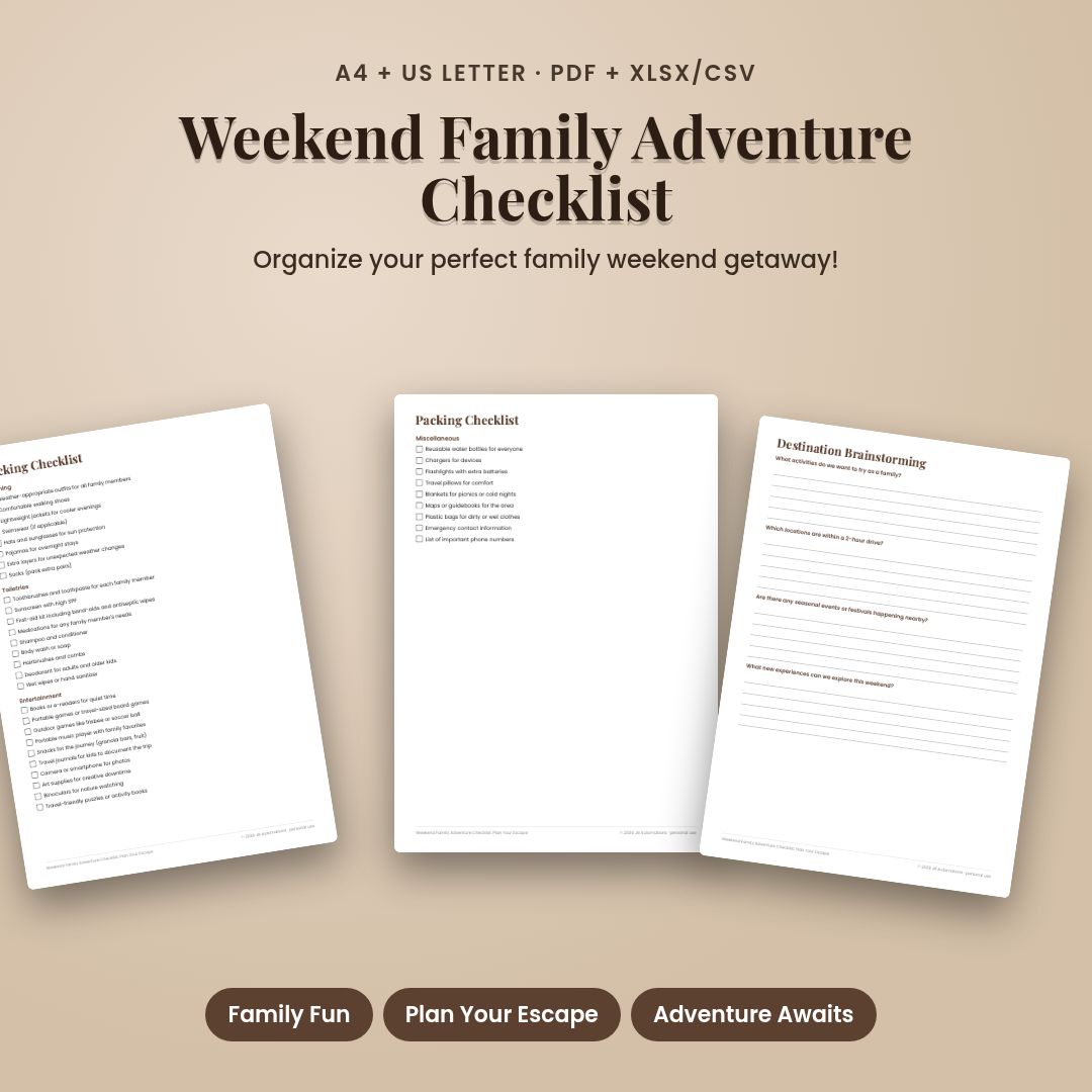 Weekend Family Adventure Checklist: Plan Your Escape