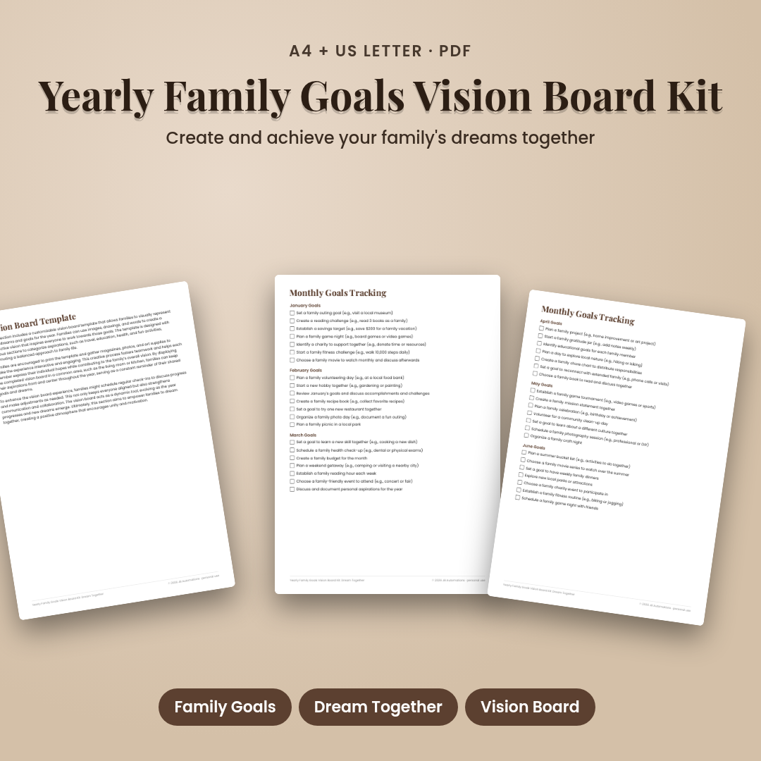 Yearly Family Goals Vision Board Kit: Dream Together