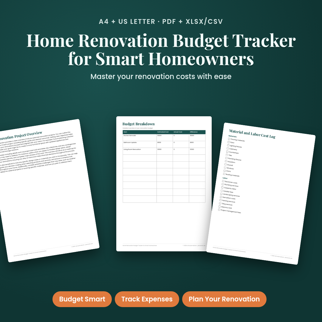 Home Renovation Budget Tracker for Smart Homeowners