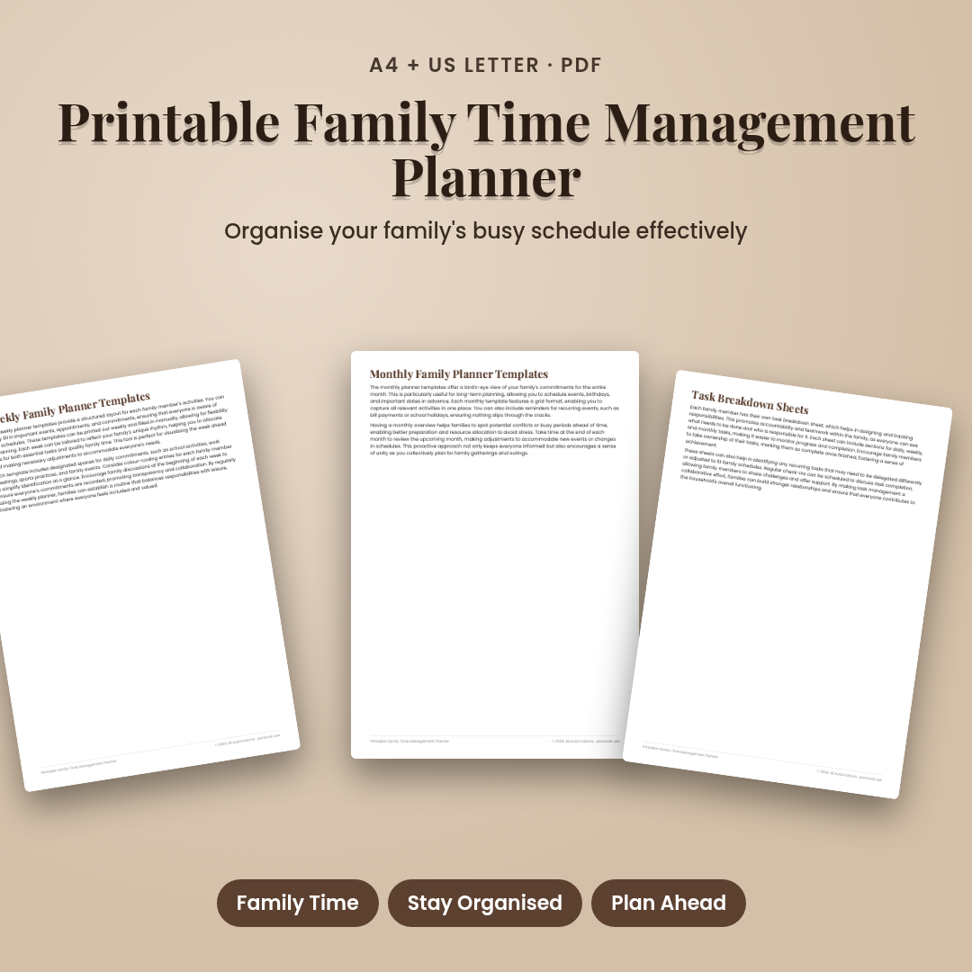 Printable Family Time Management Planner