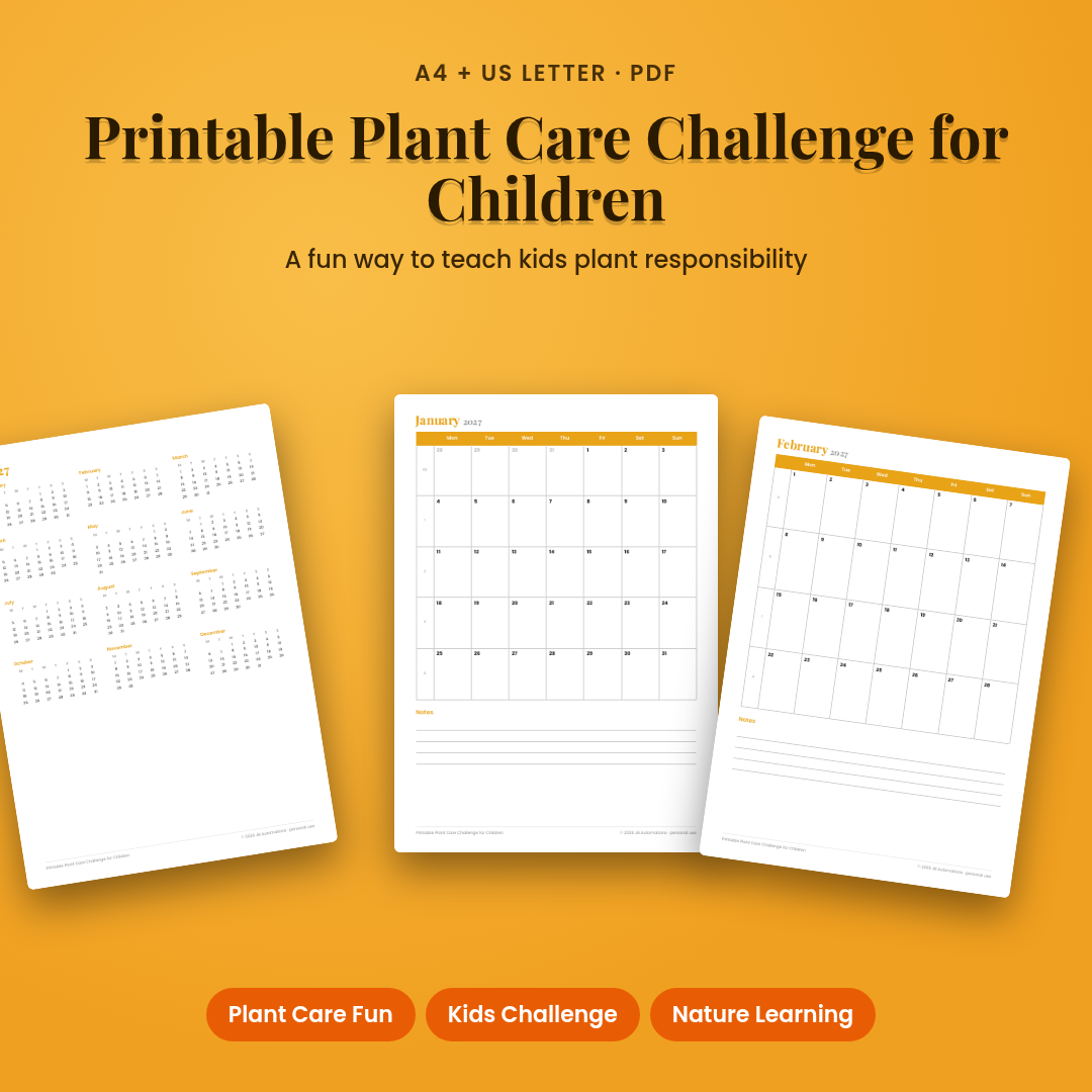 Printable Plant Care Challenge for Children