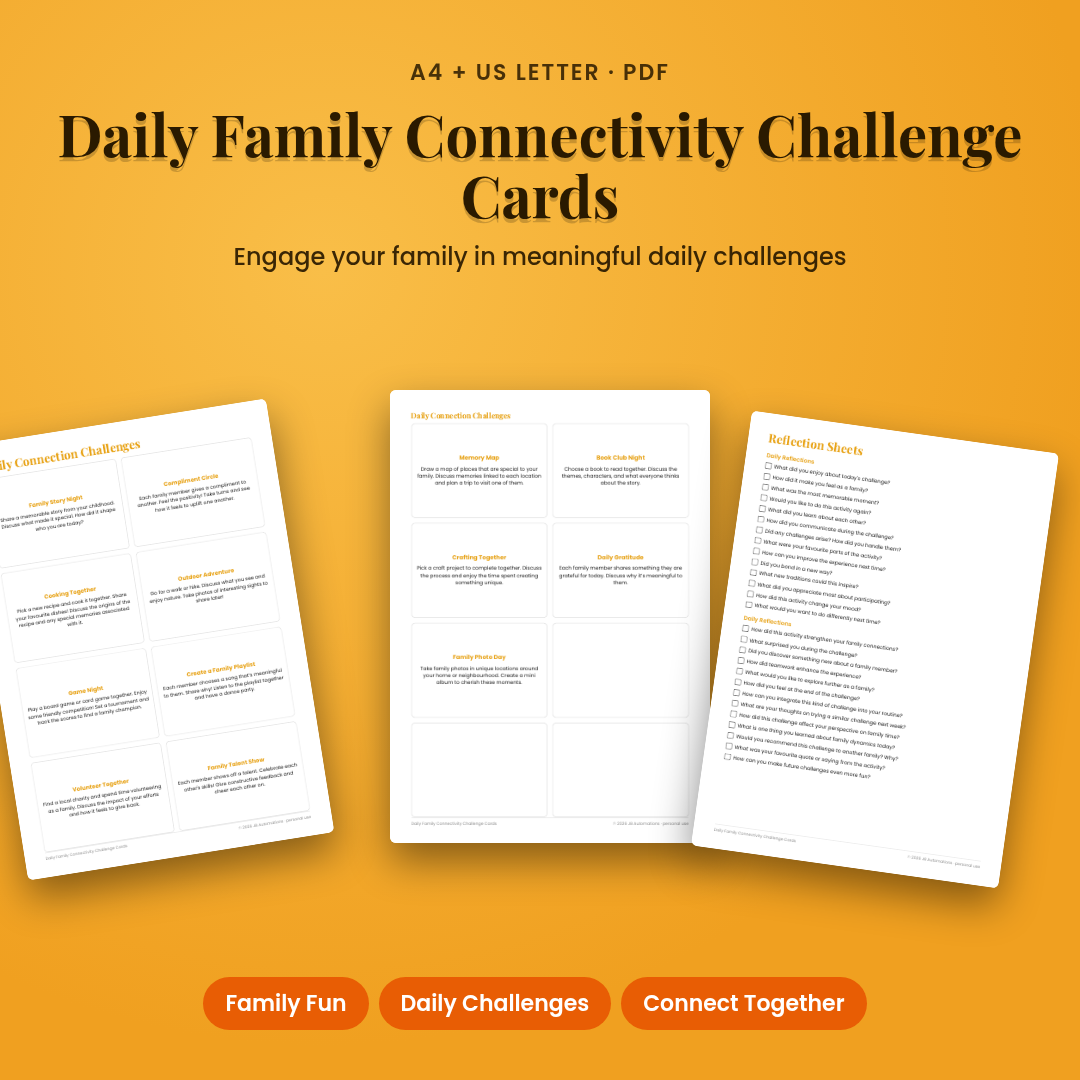 Daily Family Connectivity Challenge Cards