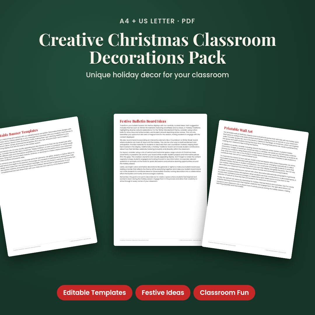 Creative Christmas Classroom Decorations Pack
