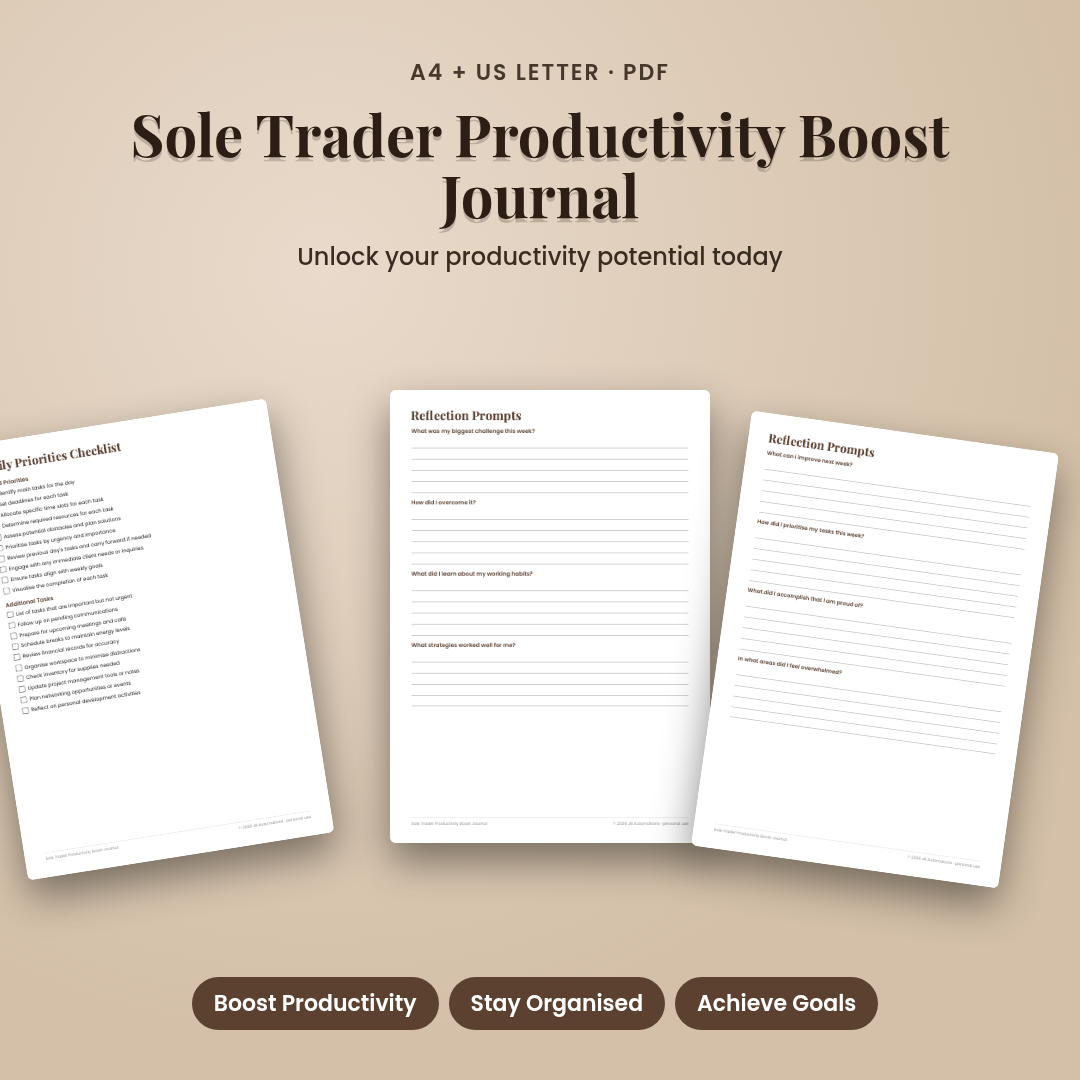 Sole Trader Productivity Boost Journal