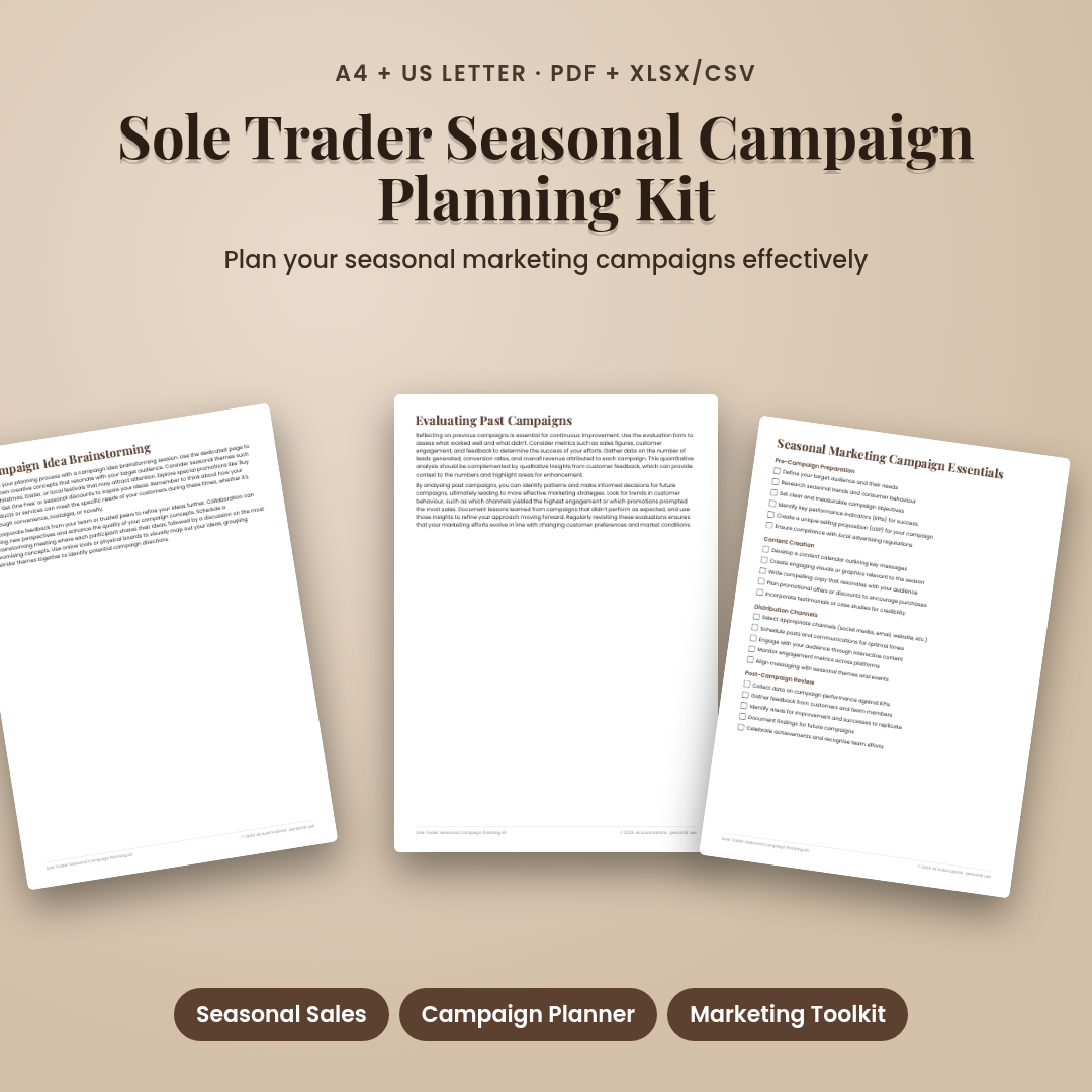 Sole Trader Seasonal Campaign Planning Kit