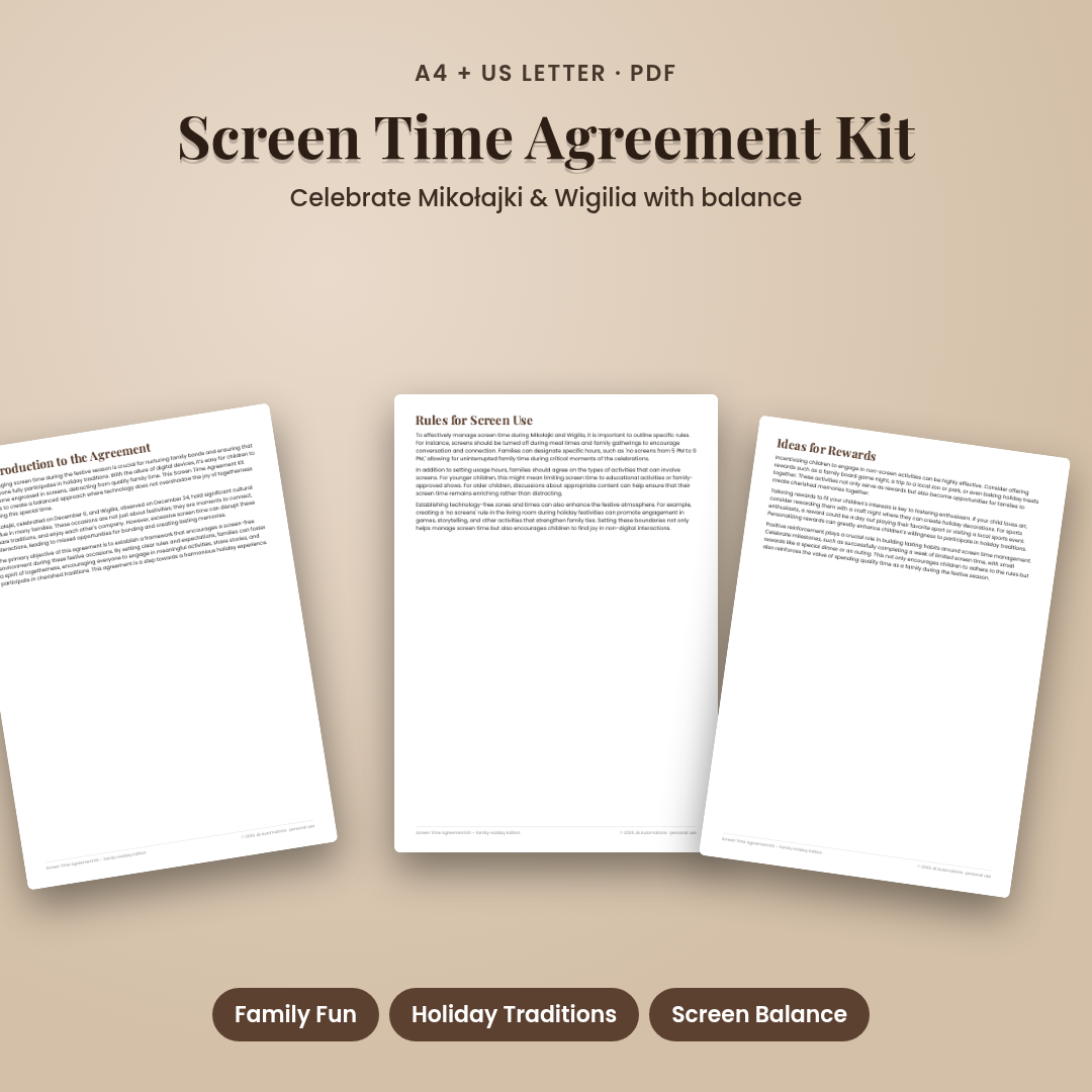 Screen Time Agreement Kit – Family Holiday Edition