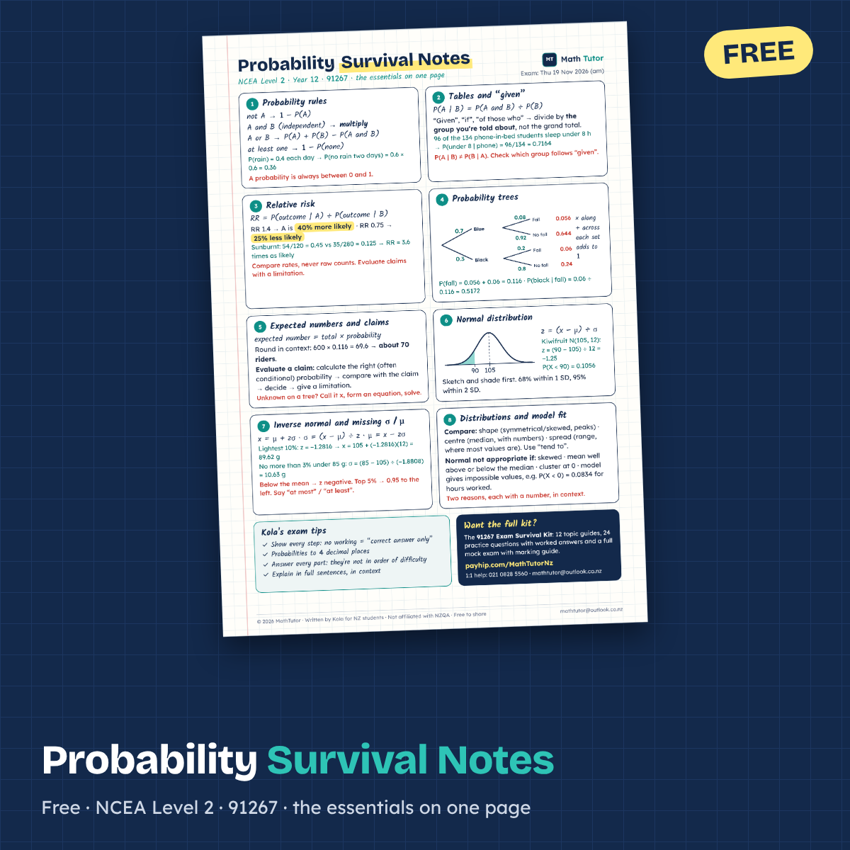 FREE NCEA Level 2 Probability Survival Notes (91267) - Payhip