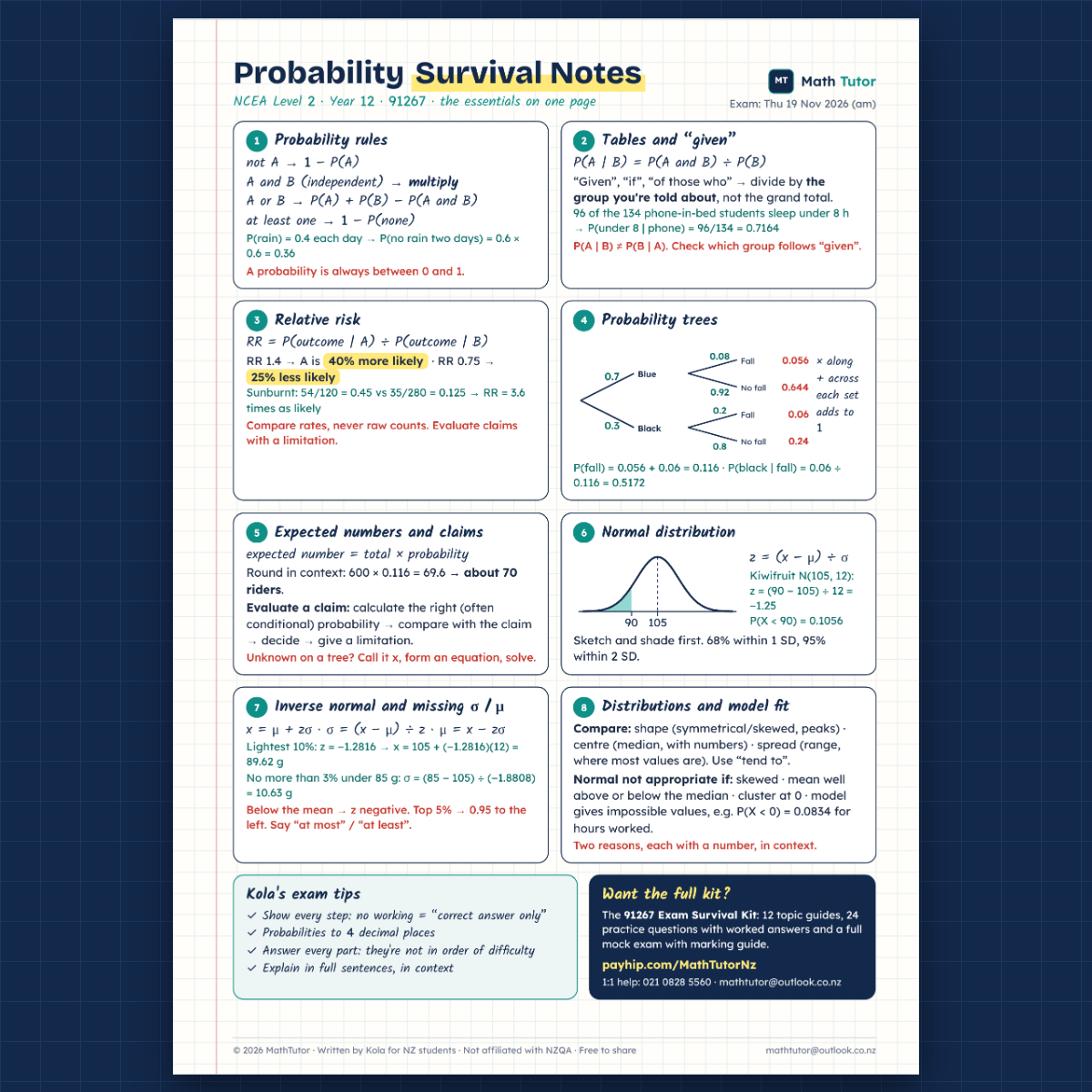 FREE NCEA Level 2 Probability Survival Notes (91267) - Payhip