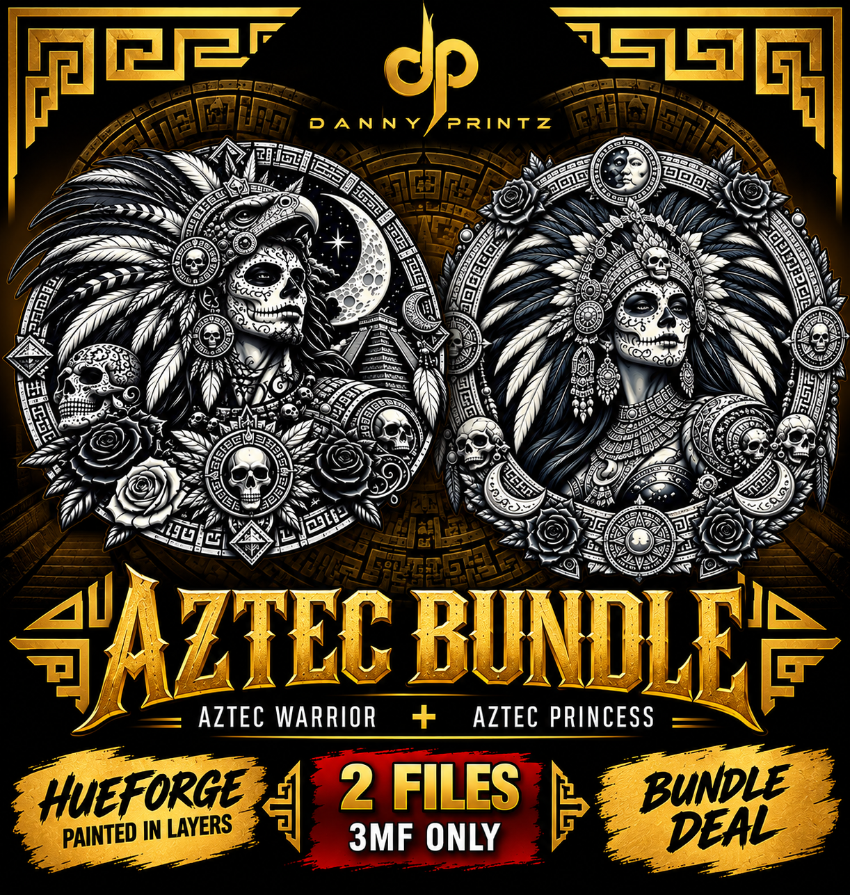 Aztec Warrior & Princess Bundle | HueForge 3MF Files | Danny Printz ...
