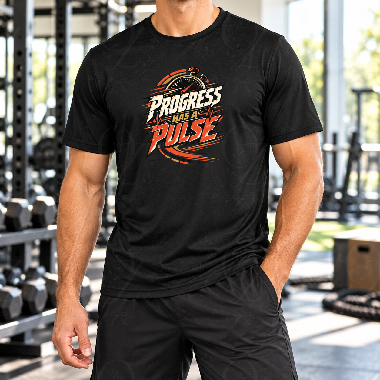 Progress Has a Pulse Gym Performance T Shirt | Retro Fitness Workout ...