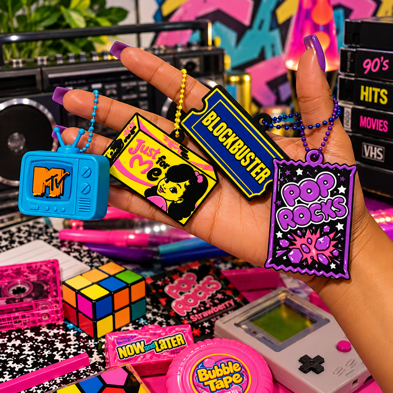 Pack of 4 90s Nostalgic bag Charms bundle - Payhip