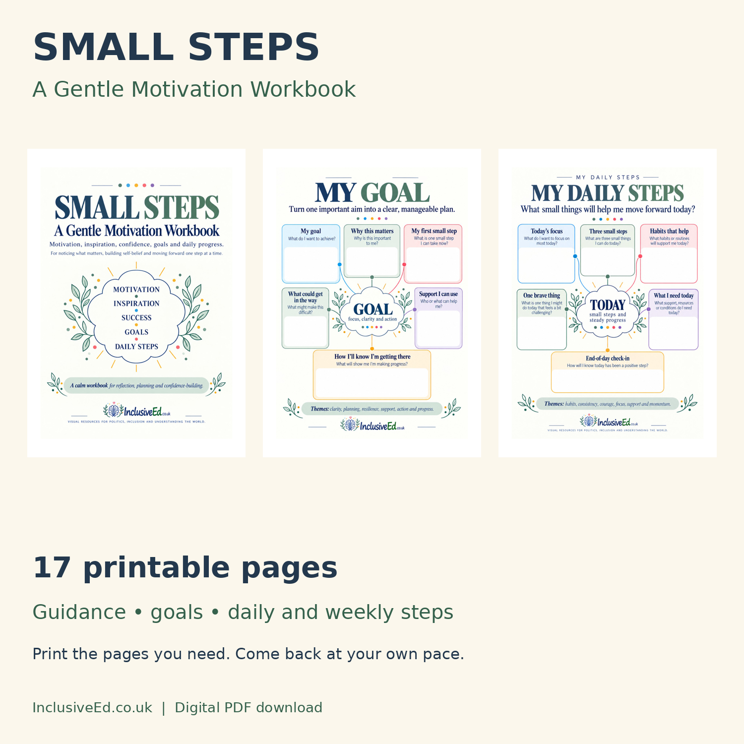 Small Steps | Gentle Motivation, Goals & Daily Planning Workbook - Payhip