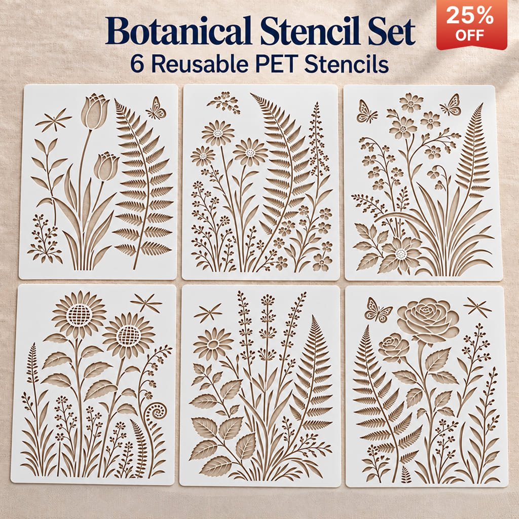 Botanical Stencil Set – 6 Reusable Templates for Indigo Dyeing