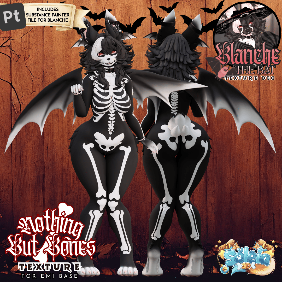 Nothing But Bones - Texture DLC & Substance Painter for Blanche - Halloween Comfy Goth