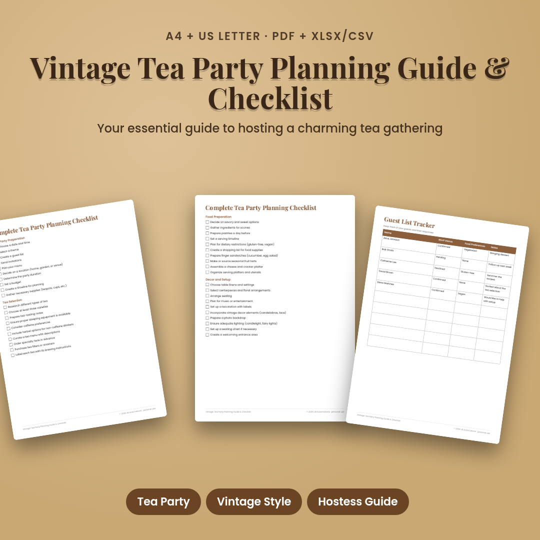 Vintage Tea Party Planning Guide & Checklist