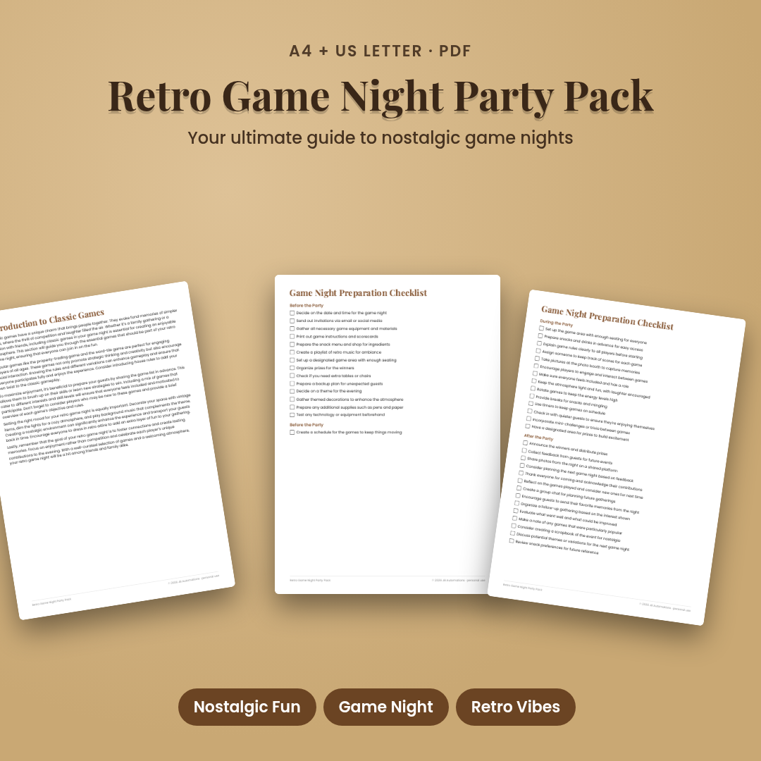 Retro Game Night Party Pack