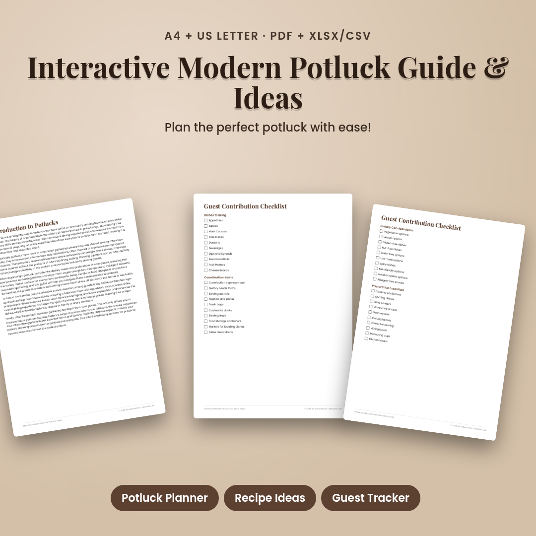 Interactive Modern Potluck Guide & Ideas