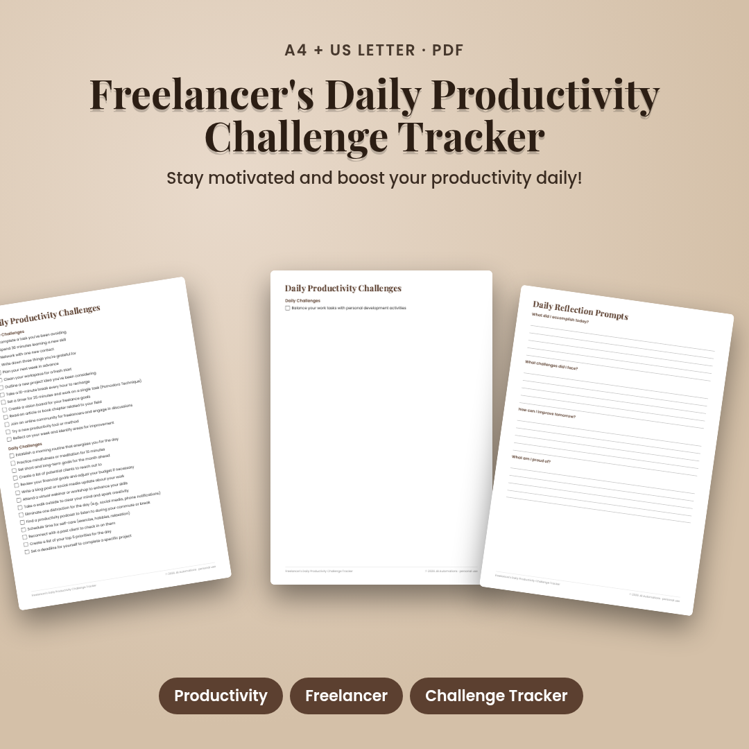 Freelancer's Daily Productivity Challenge Tracker