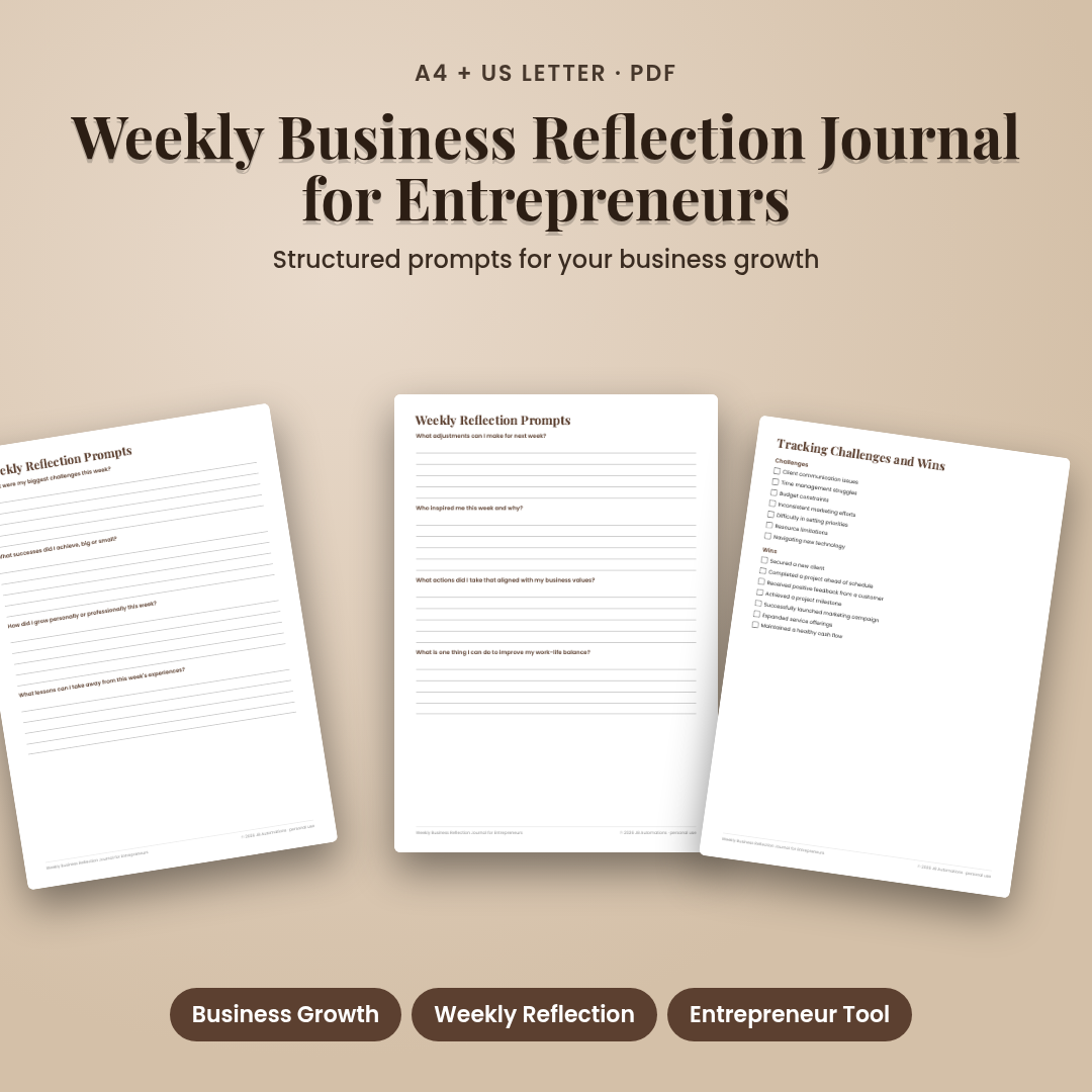 Weekly Business Reflection Journal for Entrepreneurs