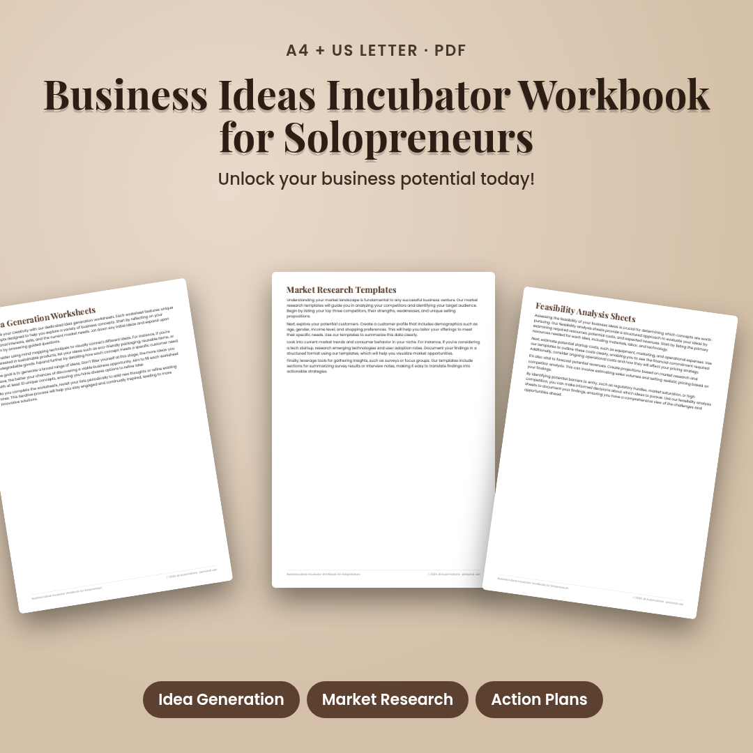 Business Ideas Incubator Workbook for Solopreneurs