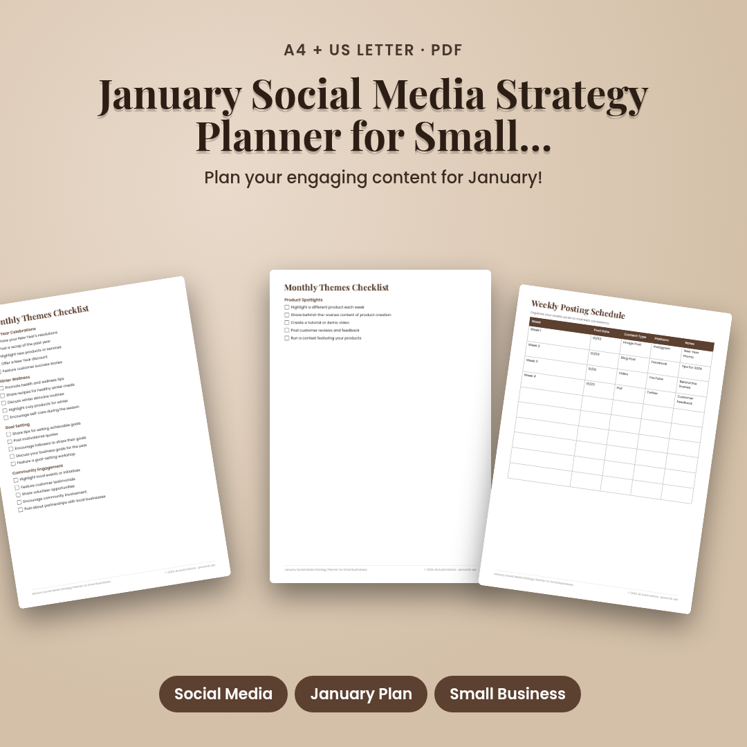 January Social Media Strategy Planner for Small Businesses