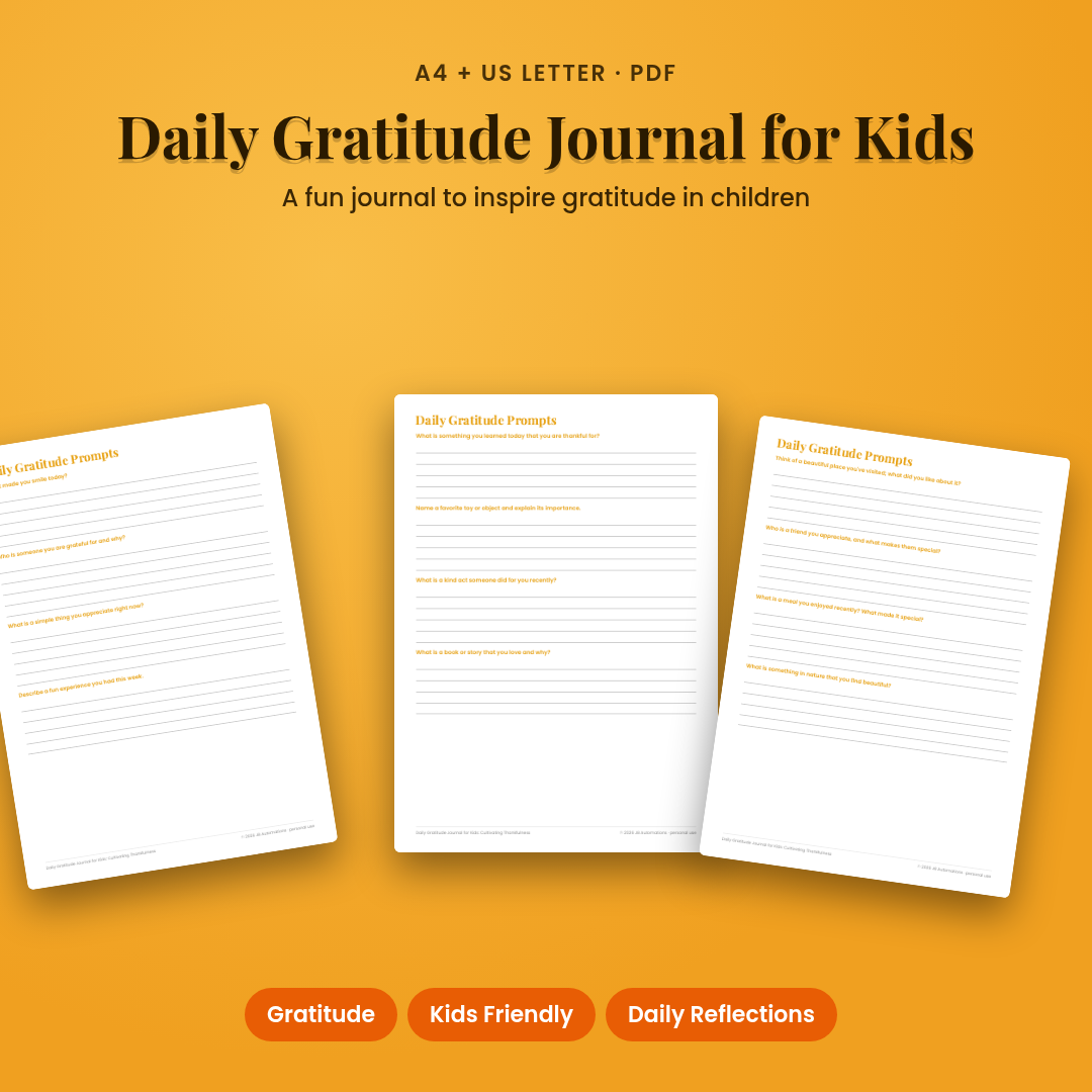 Daily Gratitude Journal for Kids: Cultivating Thankfulness