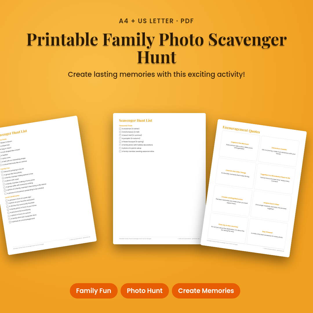 Printable Family Photo Scavenger Hunt: Fun for All Ages