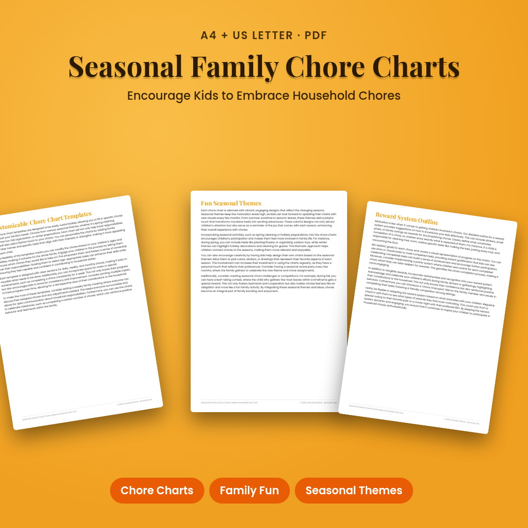 Seasonal Family Chore Charts: Make Household Even Fun!