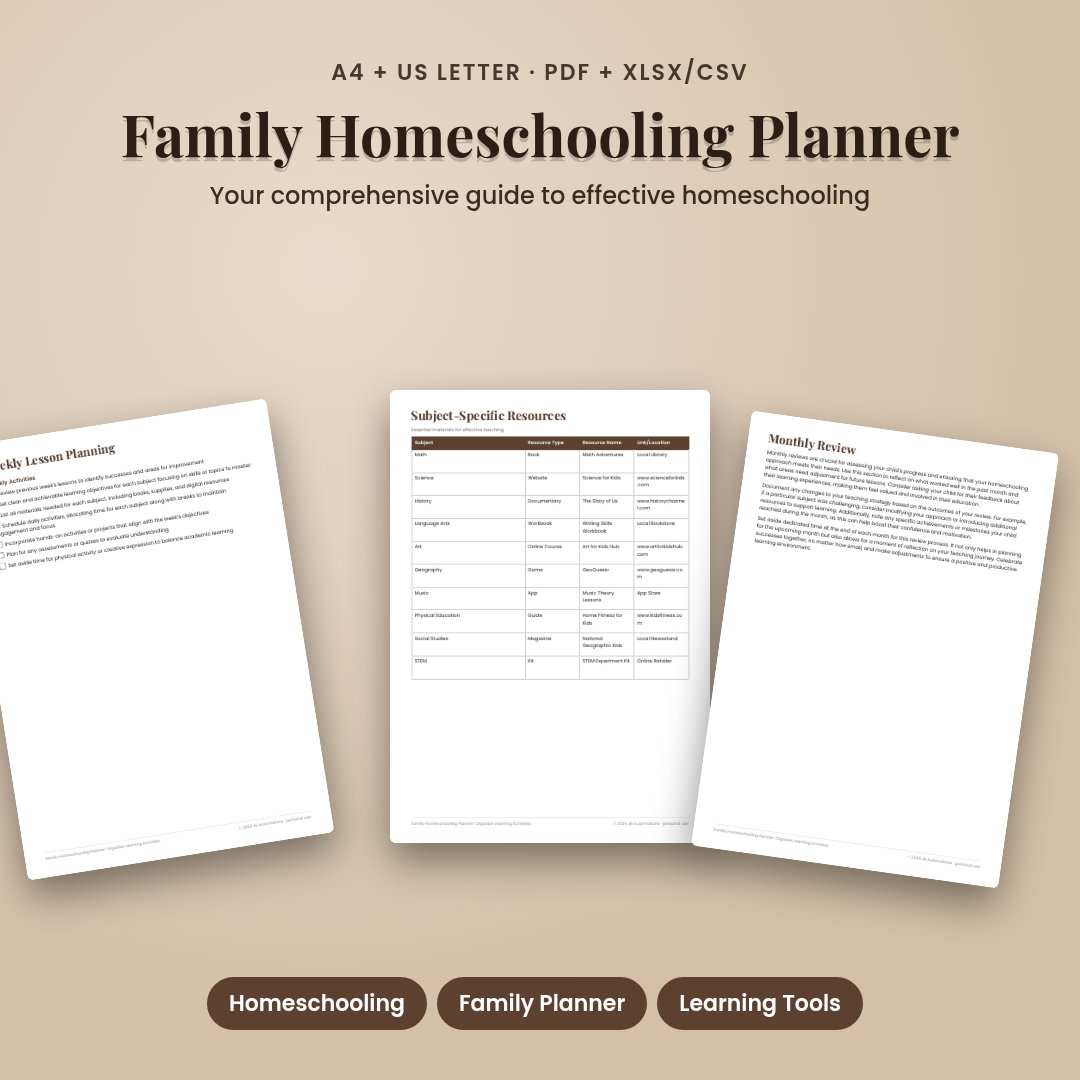 Family Homeschooling Planner: Organize Learning Activities